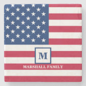 米国国旗カスタマイズ7月4日 ストーンコースター (正面)