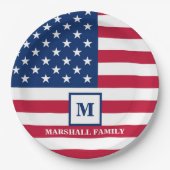 米国国旗カスタマイズ7月4日 ペーパープレート (正面)