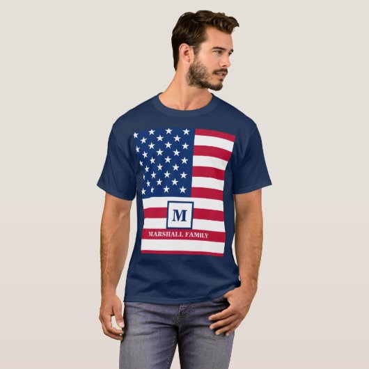 米国国旗カスタマイズ7月4日 Tシャツ (正面フル)