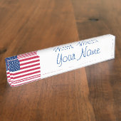 米国国旗カスタム愛国プレート局 デスクネームプレート (側面)