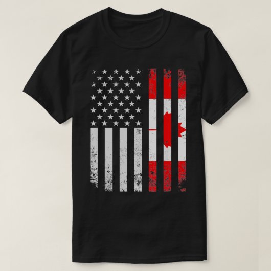 米国国旗カナダプライドメープルリーフカナダ Tシャツ (デザイン正面)