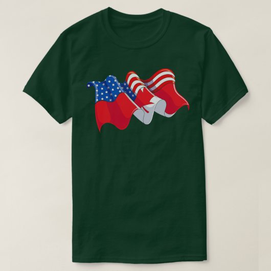 米国国旗カナダ国旗 Tシャツ (デザイン正面)