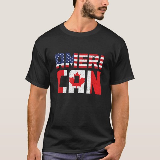 米国国旗カナダ米プライドカナダ国旗Cana Tシャツ (正面)