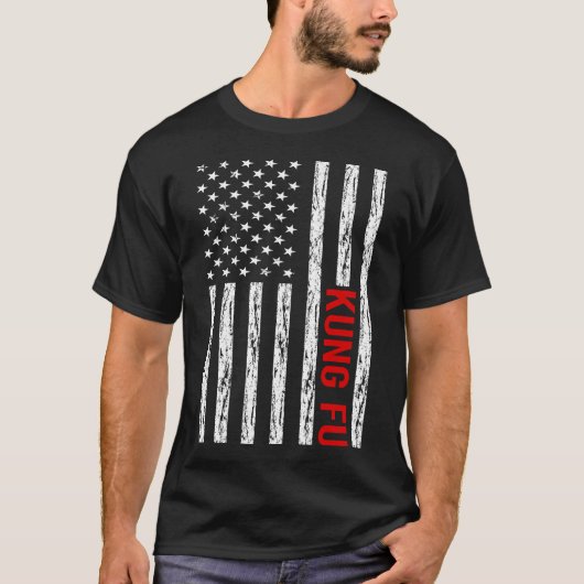 米国国旗カンフー Tシャツ (正面)