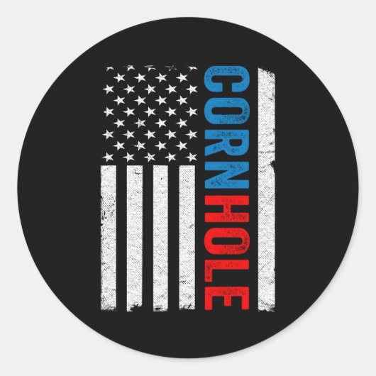 米国国旗コーンホールビーンバッグトスプレーヤーCo ラウンドシール (正面)