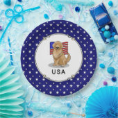 米国国旗ゴールデンレトリエバードッグ愛国心 ペーパープレート (パーティー)