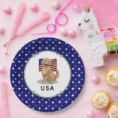米国国旗ゴールデンレトリエバードッグ愛国心 ペーパープレート (パーティー)