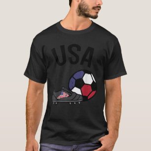 米国国旗サッカーのボールシューズサッカーファンメンズ女性 Tシャツ