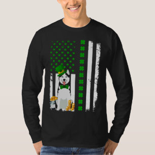 米国国旗シベリアのハスキー犬おもしろいSt patricks Tシャツ