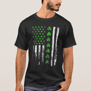 米国国旗シャムロックアイリッシュセントパトリックの日 Tシャツ