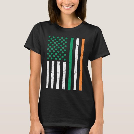 米国国旗シャムロックスアーランド州旗セントパトリック Tシャツ (正面)