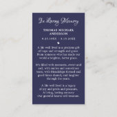 米国国旗シンプルの葬儀記念祈りの言葉カード コーリングカード (裏面)