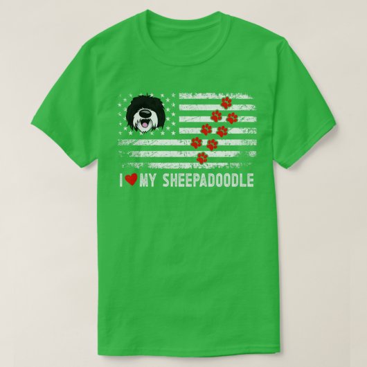 米国国旗シープードル7月4日愛国心のある国 Tシャツ (デザイン正面)