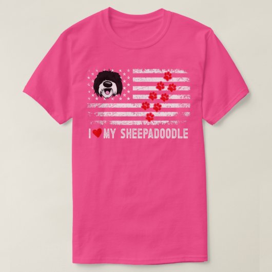 米国国旗シープードル7月4日愛国心のある国 Tシャツ (デザイン正面)