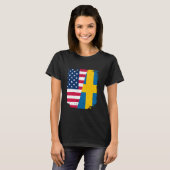 米国国旗スウェーデン友好国ヴィンテージ Tシャツ (正面フル)