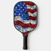 米国国旗ステンドグラスのピックボール・パドル ピックルボールラケット (裏面)