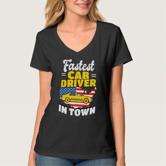 米国国旗タクシー運転手Taxicab最速キャブドライバー1 Tシャツ (正面)