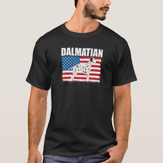 米国国旗ダルマチアンプレミアム Tシャツ (正面)