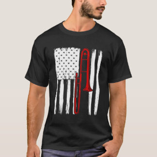 米国国旗トロンボーン奏者ギフトトロンボーン Tシャツ