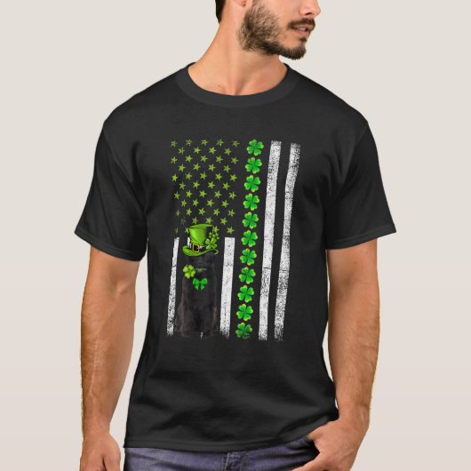 米国国旗ニューファンドランド・ドッグSt patricks day Tシャツ (正面)