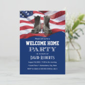 米国国旗ネイビーブルー軍隊ソリアホームカミング 招待状 (スタンド正面)