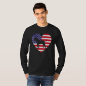 米国国旗ハートブルテリアードッグ7月P日4日 Tシャツ (正面フル)