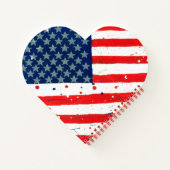 米国国旗ハート図形ノート ノートブック (裏面)