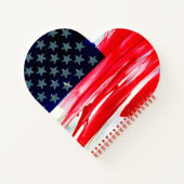 米国国旗ハート図形ノート ノートブック (裏面)