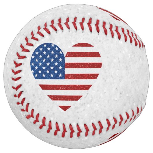 米国国旗ハート7月4日グリッター ソフトボール (正面左)