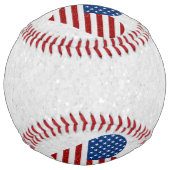 米国国旗ハート7月4日グリッター ソフトボール (正面)