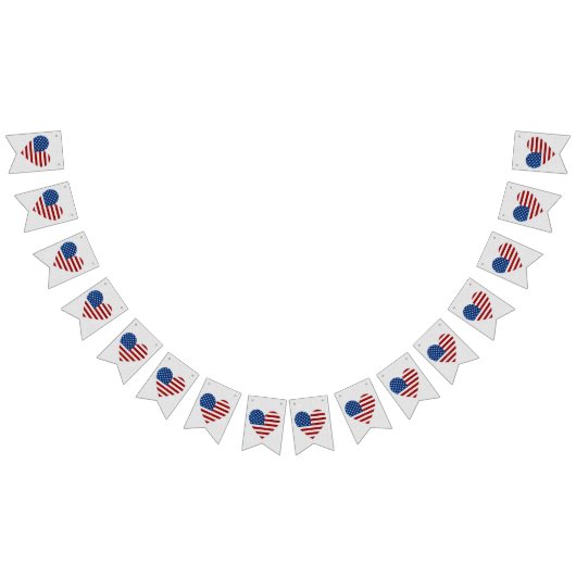 米国国旗ハート7月4日グリッター バンティングフラッグ (全)