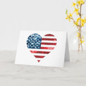 米国国旗ハート カード (黄色い花)