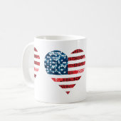 米国国旗ハート コーヒーマグカップ (正面左)