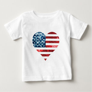 米国国旗ハート ベビーTシャツ