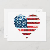 米国国旗ハート ポストカード (正面/裏面)