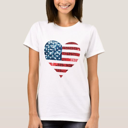 米国国旗ハート Tシャツ (正面)