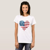 米国国旗ハート Tシャツ (正面フル)