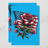米国国旗バラ愛国芸術 シーズンカード (正面/裏面)