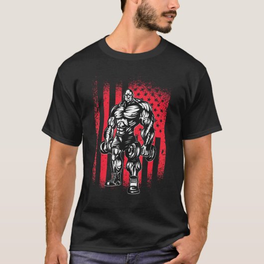 米国国旗バーベル3 Tシャツ (正面)