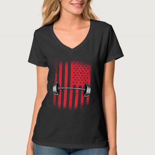 米国国旗バーベル Tシャツ (正面)