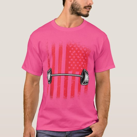 米国国旗バーベル Tシャツ (正面)
