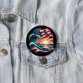 米国国旗ビーチウェーブサンセット愛国芸術 缶バッジ (インサイチュ)