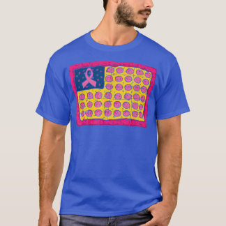 米国国旗ピザ乳がん認識度ピンクR Tシャツ