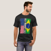 米国国旗ブラジル最高の国旗モミー・エバー・ファミリー Tシャツ (正面フル)