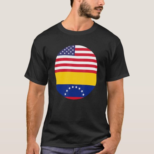 米国国旗ベネズエラ国旗の友情アメリカンベニス Tシャツ (正面)