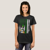 米国国旗ボストンテリアードッグおもしろいSt patricks Tシャツ (正面フル)