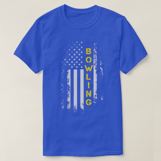 米国国旗ボーリングアメリカ国旗ボーリングT Tシャツ (デザイン正面)