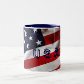 米国国旗マグカップ星とストライプ赤、白、青 ツートーンマグカップ (中央)