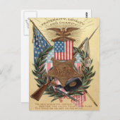米国国旗メダルリースライフル銃剣 ポストカード (正面/裏面)