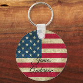 米国国旗モノグラム愛国心 キーホルダー (正面)